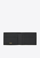 Ferragamo Gancini Grained Leather Bi-Fold Wallet Black 661451 MICRO GANCIO 775644 BLUE GRAPHITE