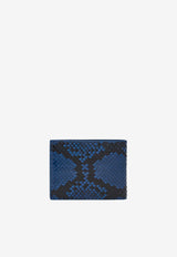 Ferragamo Gancini Python-Embossed Leather Wallet Blue 661451 MICRO GANCIO 779776 TEAL BLUE