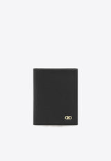 Ferragamo Gancini Grained Leather Cardholder Black 661452 MICRO GANCIO 775661 BLUE GRAPHITE