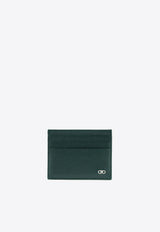 Ferragamo Gancini Grained Leather Cardholder Moss 661478 MICRO GANCIO 788092 MOSS