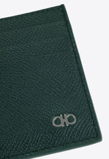 Ferragamo Gancini Grained Leather Cardholder Moss 661478 MICRO GANCIO 788092 MOSS