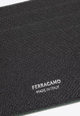 Ferragamo Gancini Grained Leather Cardholder Moss 661478 MICRO GANCIO 788092 MOSS