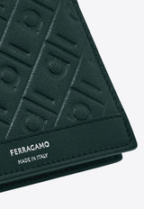 Ferragamo Embossed Monogram Leather Bi-Fold Wallet Moss 661641 MD EMBOSSED 785286 MOSS