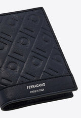 Ferragamo Embossed Monogram Leather Bi-Fold Cardholder Navy 661643 MD EMBOSSED 783384 BLUE