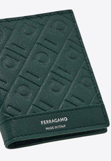 Ferragamo Embossed Monogram Leather Bi-Fold Cardholder Moss 661643 MD EMBOSSED 785287 MOSS