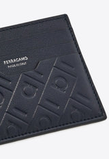 Ferragamo Embossed Monogram Leather Cardholder Navy 661649 MD EMBOSSED 783385 BLUEMARINE