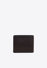 Ferragamo Gancini Woven Leather Bi-Fold Wallet Brown 661714 GANCIO WOVEN 787103 T MORO/NERO