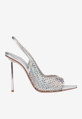 Le Silla Gilda 120 Crystal Mesh Slingback Sandals Silver 6619F100BXPPCAZ 985