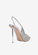 Le Silla Gilda 120 Crystal Mesh Slingback Sandals Silver 6619F100BXPPCAZ 985