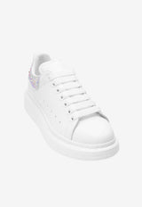 Alexander McQueen Oversized Low-Top Sneakers with Crystal Embellished Heel White 666407WIAIJ 9069