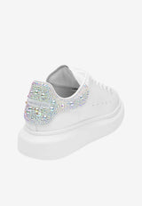 Alexander McQueen Oversized Low-Top Sneakers with Crystal Embellished Heel White 666407WIAIJ 9069