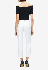 Alexander McQueen Off-Shoulder Cropped Knit Top Black 669510Q1AV4 1000