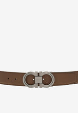 Ferragamo Gancini Reversible Leather Belt Brown 670049 DOUBLE ADJUS 780045 CLAY