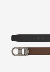 Ferragamo Gancini Reversible Leather Belt Brown 670049 DOUBLE ADJUS 780045 CLAY