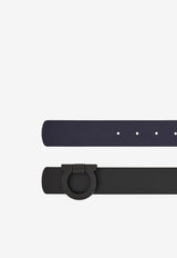 Ferragamo Gancini Reversible Leather Belt Black 670319 SIZED/DOUBLE 780180 NERO