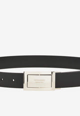 Ferragamo Gancini Reversible Leather Belt Black 670421 DOUBLE/ADJUS 780463 NERO
