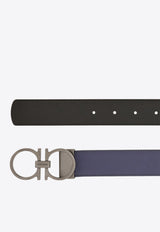 Ferragamo Gancini Buckle Reversible Leather Belt Graphite 670459 DOUBLE ADJUS 786291 GRAPHITE