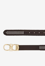 Ferragamo Adjustable Double Gancini Woven Leather Belt Brown 670710 ADJ 794456 TESTA DI MORO X 670710