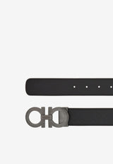 Ferragamo Double Gancini Reversible Leather Belt Black 675542 DOUBLE ADJUS 780544 NERO