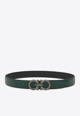 Ferragamo Gancini Buckle Reversible Leather Belt Moss 679710 DOUBLE ADJUS 785975 MOSS