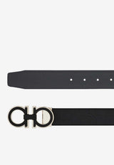 Ferragamo Reversible and Adjustable Gancini Belt in Hammered Leather Multicolor 67A254 DOUBLE ADJUS 790422 NERO