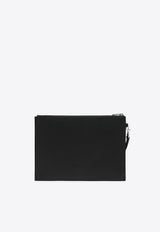 Saint Laurent Grain De Poudre Leather Zipped Pouch Black 683865BTY0N/S_YSL-1000