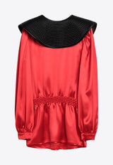 Valentino Silk Long-Sleeves Blouse Red 6B0AEAM17S9/Q_VALE-DUT