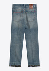 Valentino Washed Straight Jeans Blue 6B0DD19X94V/Q_VALE-558