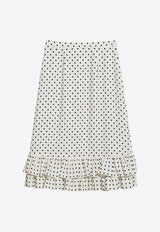 Valentino Polka Dots Ruffled Midi Skirt Ivory 6B0RADC198S/Q_VALE-R8E