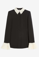 Valentino Ruffled Georgette Shirt Black 6B3AB7321MH 0NA