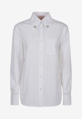 Valentino Long-Sleeved Popeline Shirt Optic White 6B3AB7805A6 001
