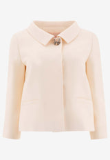 Valentino Jewel Button Crepe Couture Jacket Ivory 6B3CE3Y01CF A03