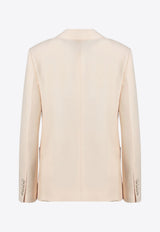 Valentino Wool and Silk Single-Breasted Jacket Beige 6B3CE4101CF/Q_VALE-ET5