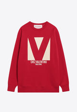 Valentino Chez Logo Print Sweatshirts Red 6B3MF24F960/Q_VALE-R9B