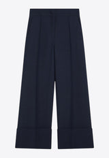 Valentino Wool and Silk Flared Tailored Pants Indigo 6B3RB6551CF/Q_VALE-D51
