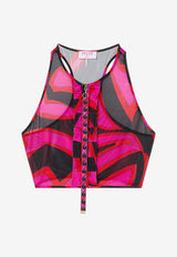 Marmo Print Cropped Top