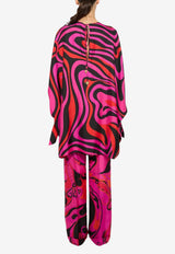Marmo Print Mini Silk Kaftan Dress