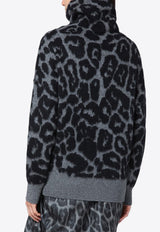 Stella McCartney Leopard Print Turtleneck Wool Sweater Gray 6K10543S2590/R_STELL-1010