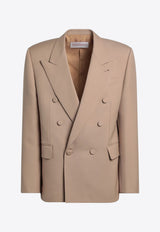 Valentino Double-Breasted Wool Blazer Beige 6V0CEI059EB/Q_VALE-9RN