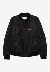 Valentino VLogo Patch Zip-Up Bomber Jacket Black 6V3CI1725CM 0NO