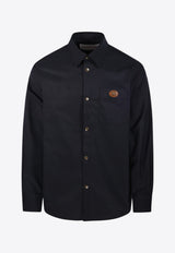 Valentino VLogo Patch Long-Sleeved Shirt Navy 6V3CIO05CKV 598