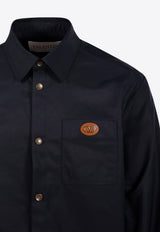 Valentino VLogo Patch Long-Sleeved Shirt Navy 6V3CIO05CKV 598