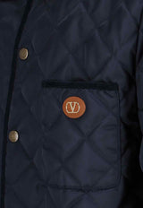 Valentino VLogo Patch Quilted Nylon Jacket Navy 6V3CJK955CM 598