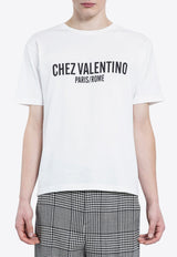 Valentino Chez Logo Print T-shirt Ivory 6V3MG16PAPG A03
