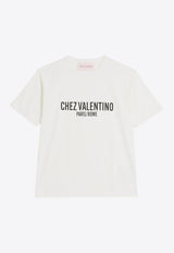 Valentino Chez Logo Print T-shirt Ivory 6V3MG16PAPG A03