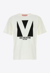 Valentino Chez Logo Print T-shirt White 6V3MG16PAQ9 A03
