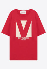 Valentino Chez Logo Print Crewneck T-shirt Red 6V3MG16PAQ9/Q_VALE-157