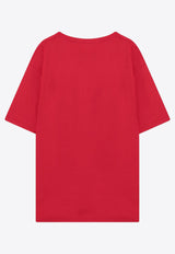 Valentino Chez Logo Print Crewneck T-shirt Red 6V3MG16PAQ9/Q_VALE-157