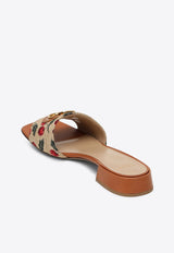 Valentino VLogo Cherryfic Jacquard Flat Sandals Beige 6W0S0LT0NNX/Q_VALE-32H