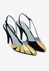 Valentino 90 Foliefoliage Slingback Pumps Black 6W0S0LX2KMN/Q_VALE-DQL